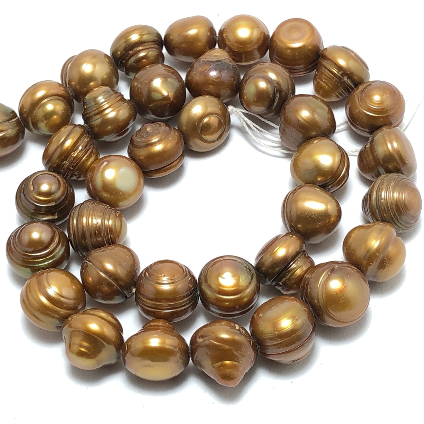 Freshwater Pearls, 10-10.5mm Off Round Potato Pearls, Copper Color, POT020
