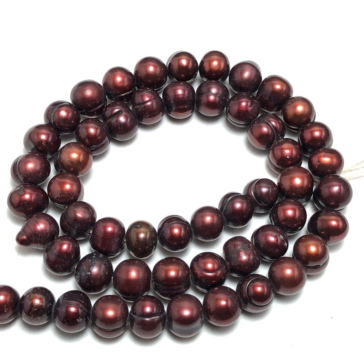 Freshwater Pearls, 7-7.5mm Off Round Potato Pearls, Chocolate Color, POT027