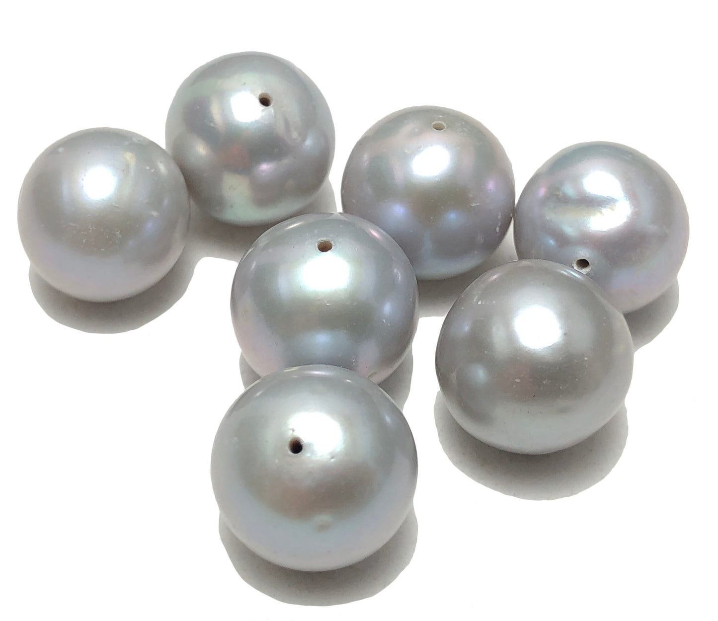 10-11mm Off Round Freshwater Pearls in Grey Color, 5 Pieces, POT_S002