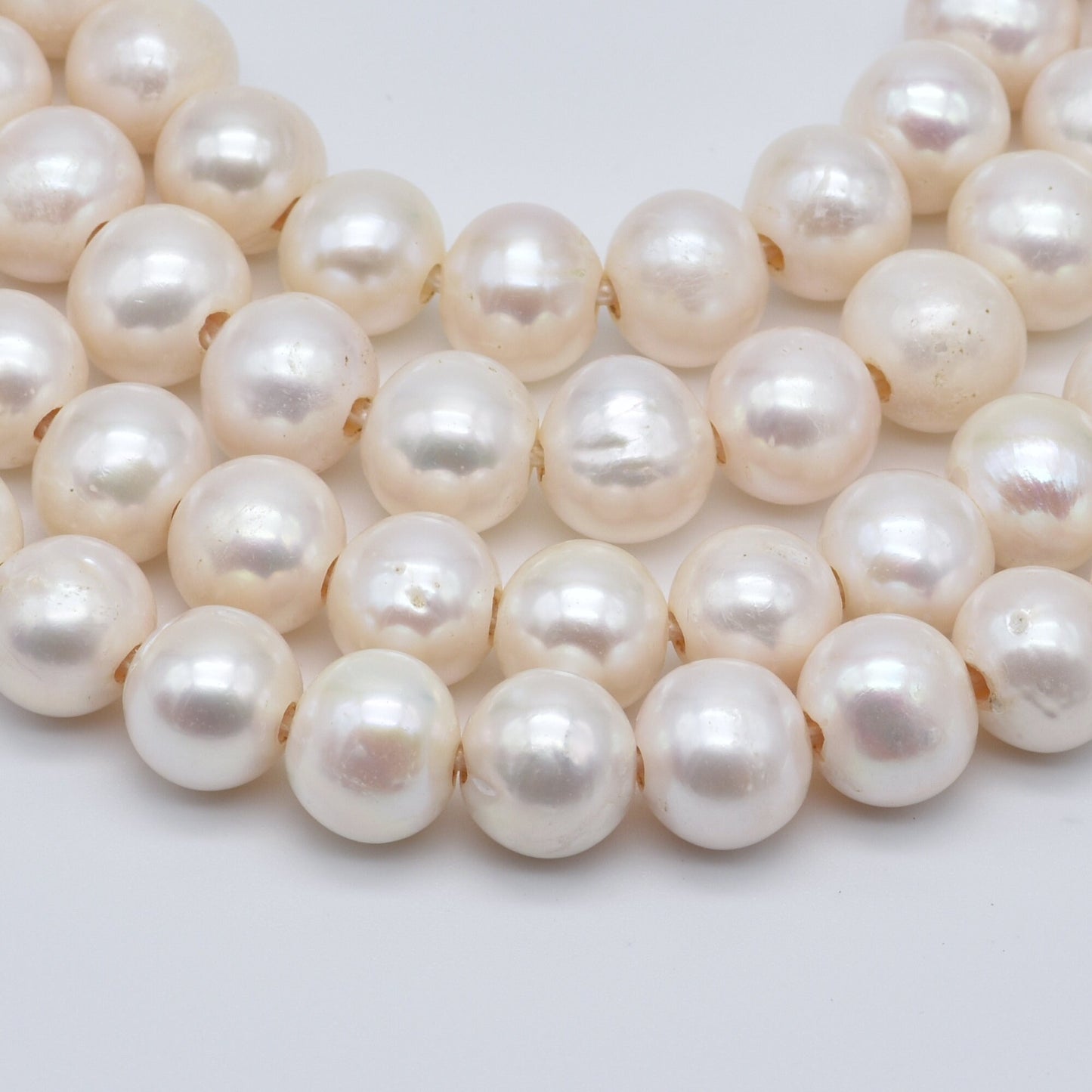 Big Hole Pearls, Freshwater Pearl Beads 10.5-11mm White Color Round, For Jewelry Making Pearls, 8 inches with 2.5mm Hole, SKU# LHRD009