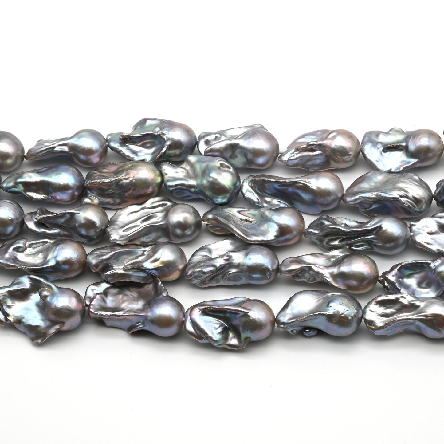 Large Grey Baroque Pearls, Freshwater Cultured Pearl Flameball Fireball in Silver Color, 13-18mm, 1 PCS or Full Strand, SKU# BAR021