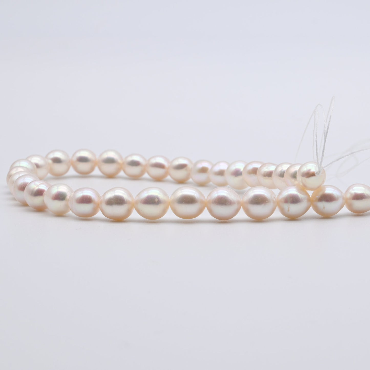 7.5-8mm Freshwater Pearls, Off Round Pearl Beads in White Color, Nice Luster in Full Strand SKU# NRD020