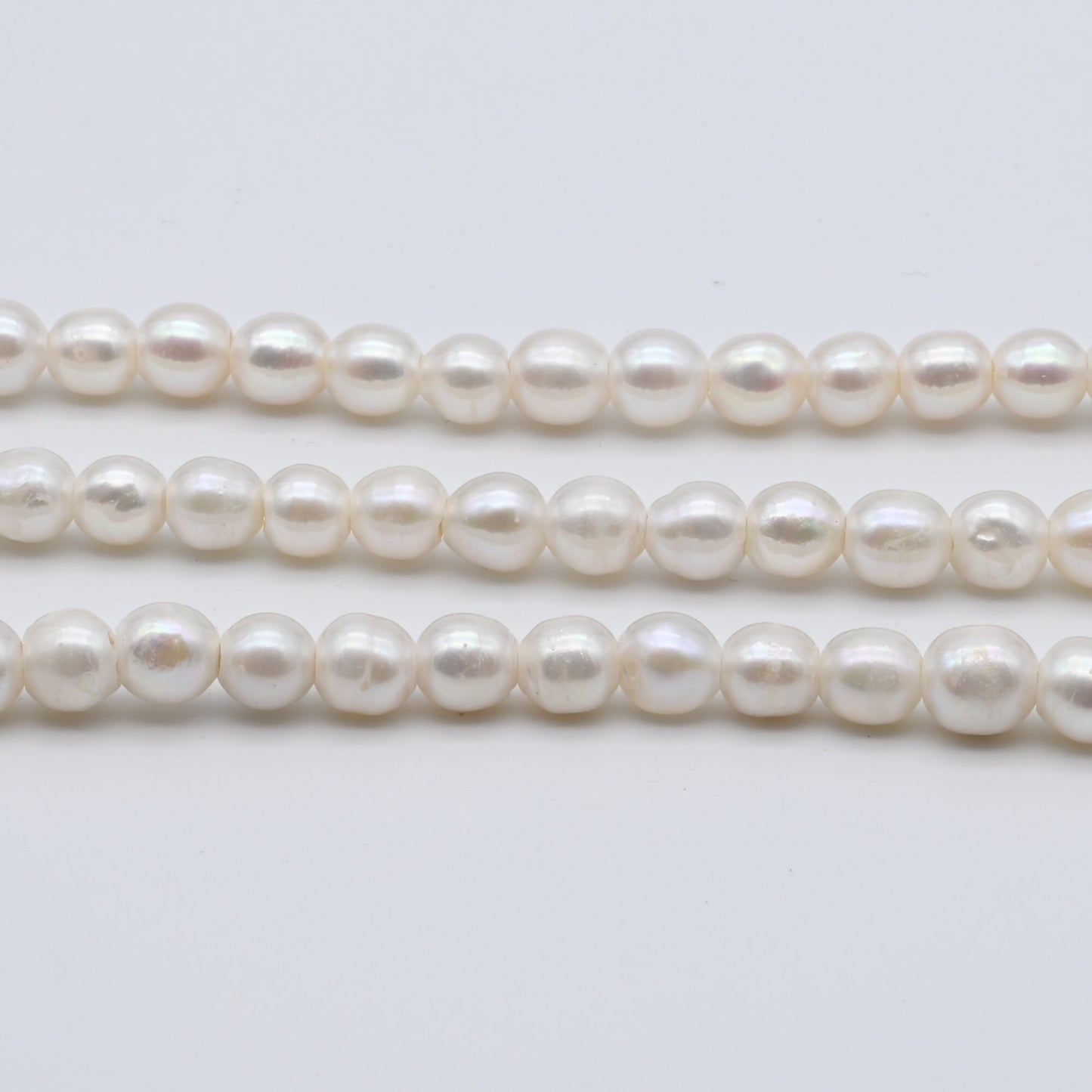 Freshwater Large Hole Pearl Beads, 7.5-8mm White Color Off Round, For Jewelry Making, 7.5 inches with 2.5mm Hole, SKU# LHRD010