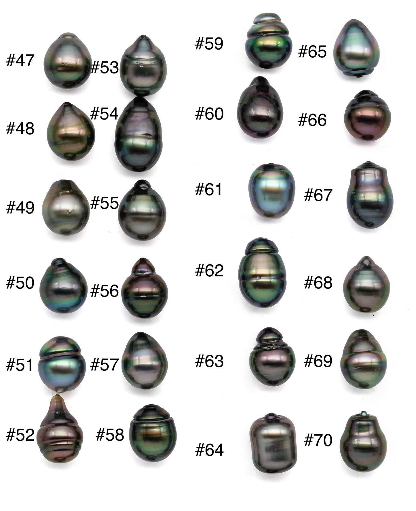 Single Tahitian Pearl Loose Tear drops Dark Color with High Luster and Blemishes, One Piece Undrilled Loose Pearls in 11-11.5mm, SKU# 1073TH