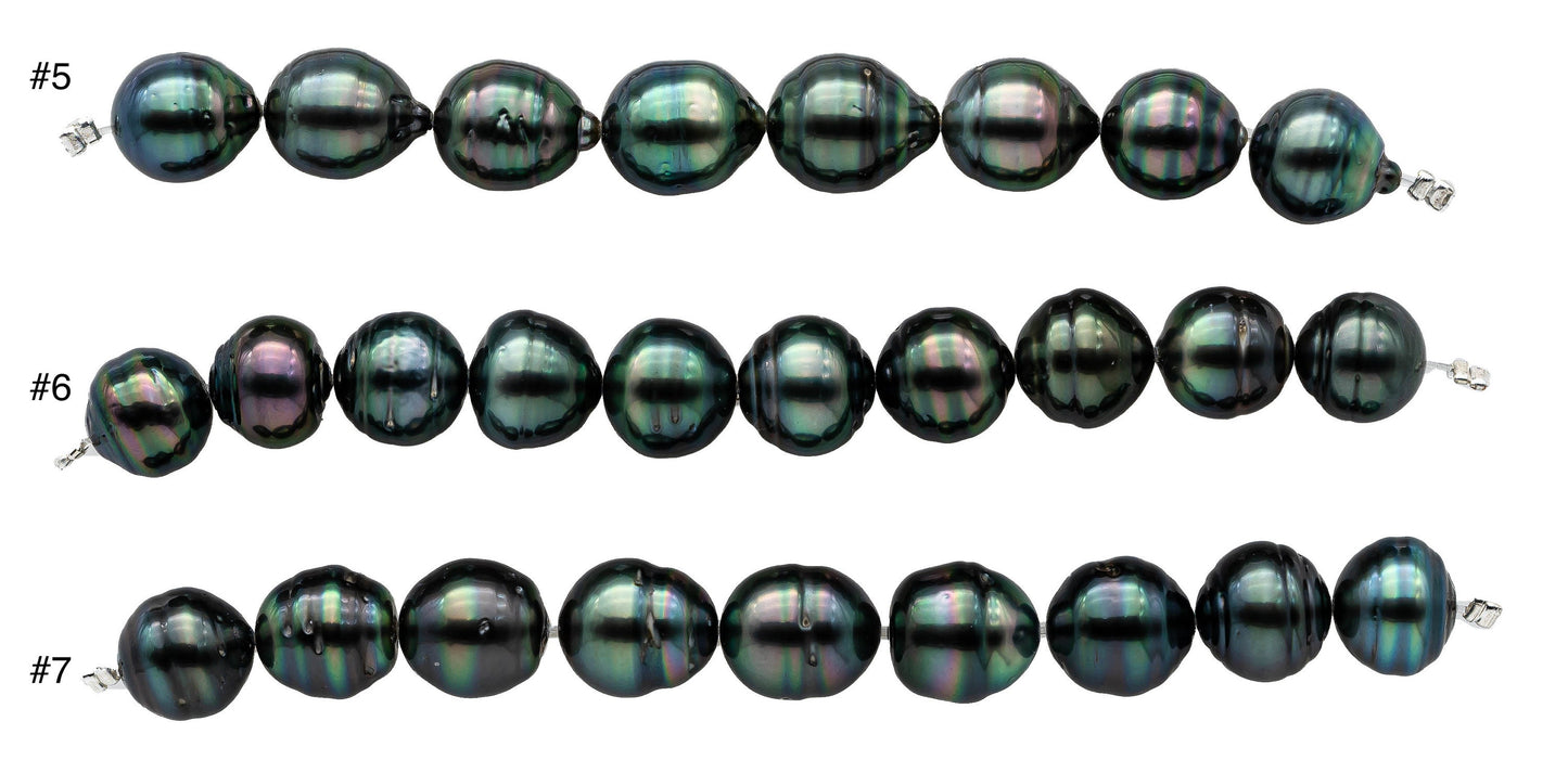 Peacock Green Tahitian Pearl Near Round or Teardrops with Blemishes and High Luster, Baroque Natural Black Color Pearl, 10-11mm SKU#1105TH