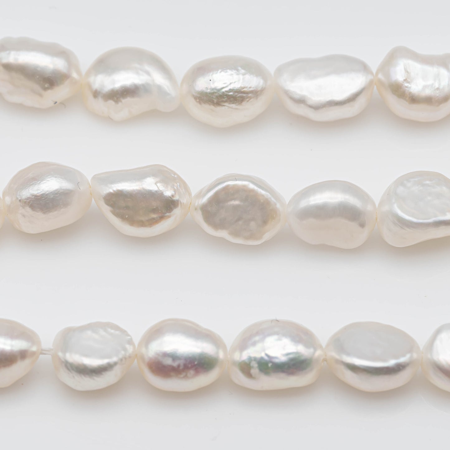 White Nugget Freshwater Pearl Beads Rice Shape with High Luster 6mm Strand for Jewelry Making, SKU # 1132FW