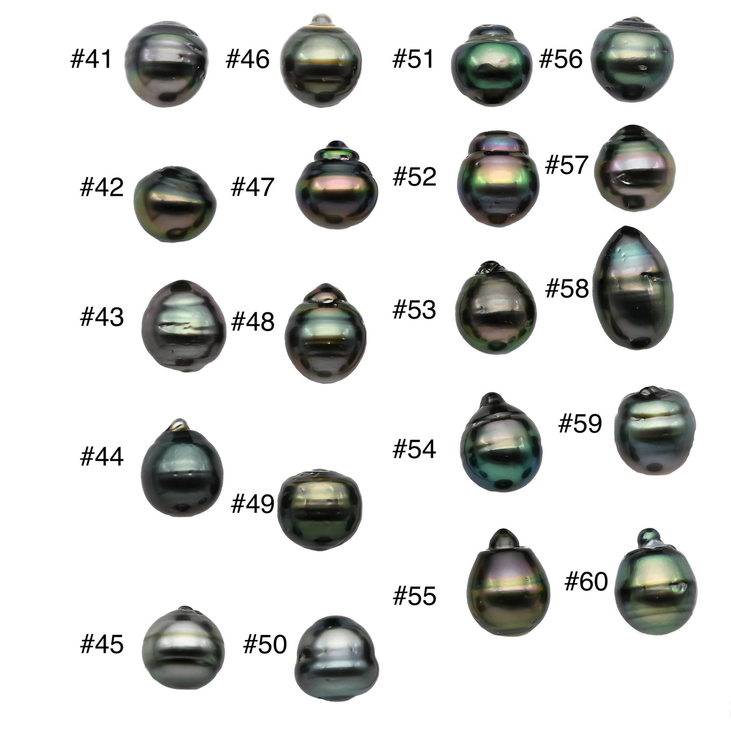 One Piece Black Tahitian Pearl Near Round or Teardrops Peacock Single Undrilled Loose Pearls with High Luster in 11-11.5mm, SKU # 1128TH