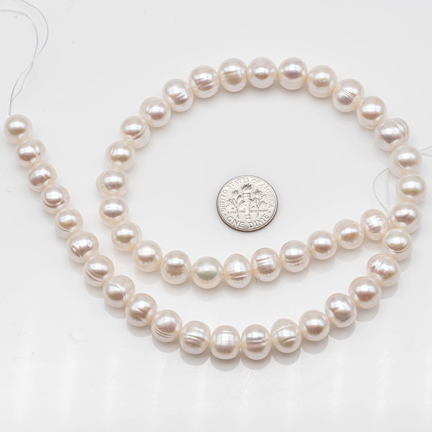 8-9mm Freshwater Pearls Potato or Near Round Pearl Beads with Nice Luster for Jewelry Making, Full Strand, SKU # 1135FW