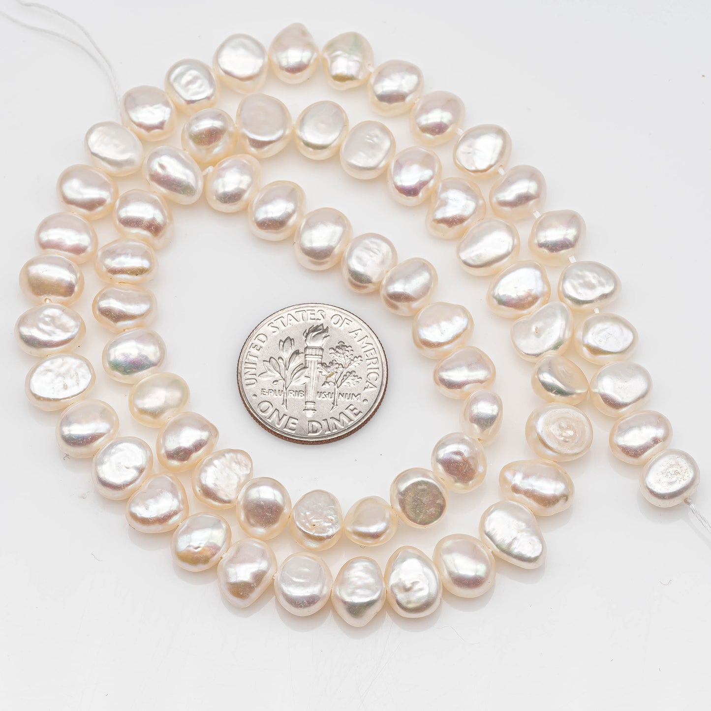 6-7mm Freshwater Pearl Nugget White Bead with Extremely Nice Luster in Full Strand for Making Jewelry, SKU # 1141FW