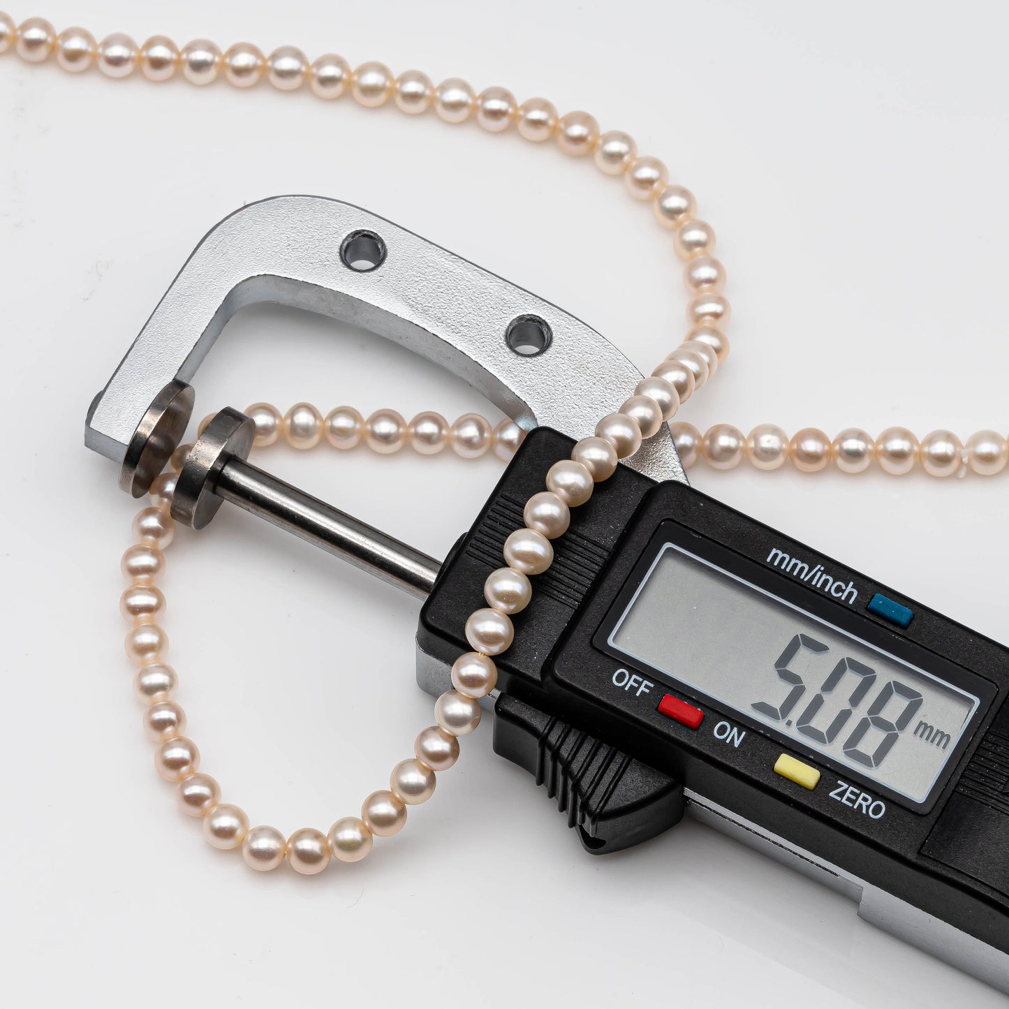 AAA 5-5.5mm Freshwater Pearl Near or Off Round Pearl Beads Creamy White with Very Nice Luster and Almost Blemishes Free, SKU # 1142FW