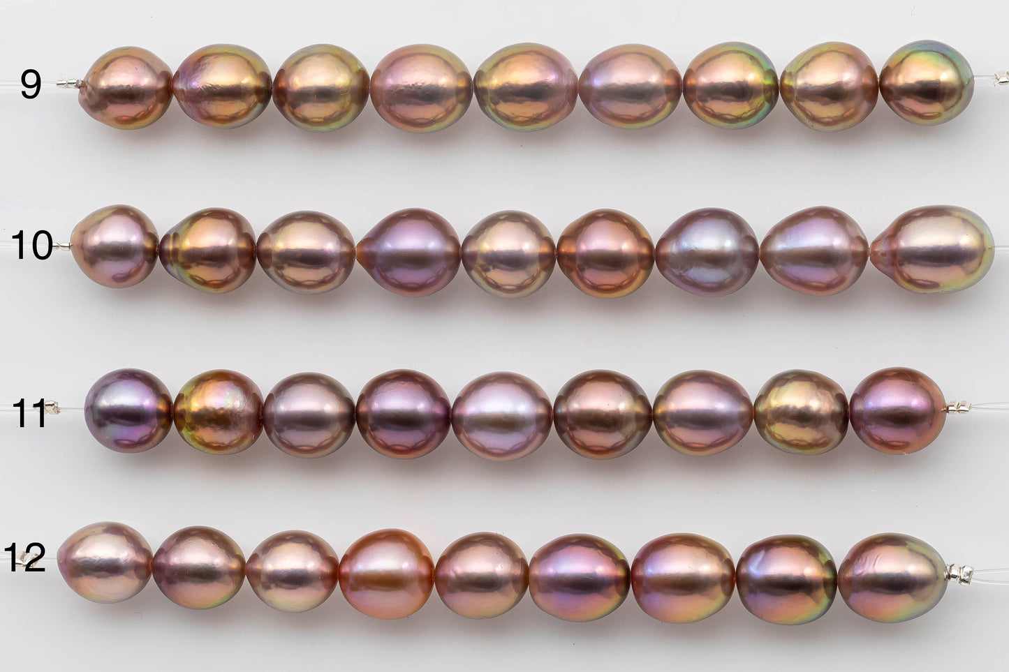 10-11mm AAA Edison Pearl Teardrop in Natural Color and High Luster in Short Strand for Beading or Jewelry Making, SKU # 1335EP