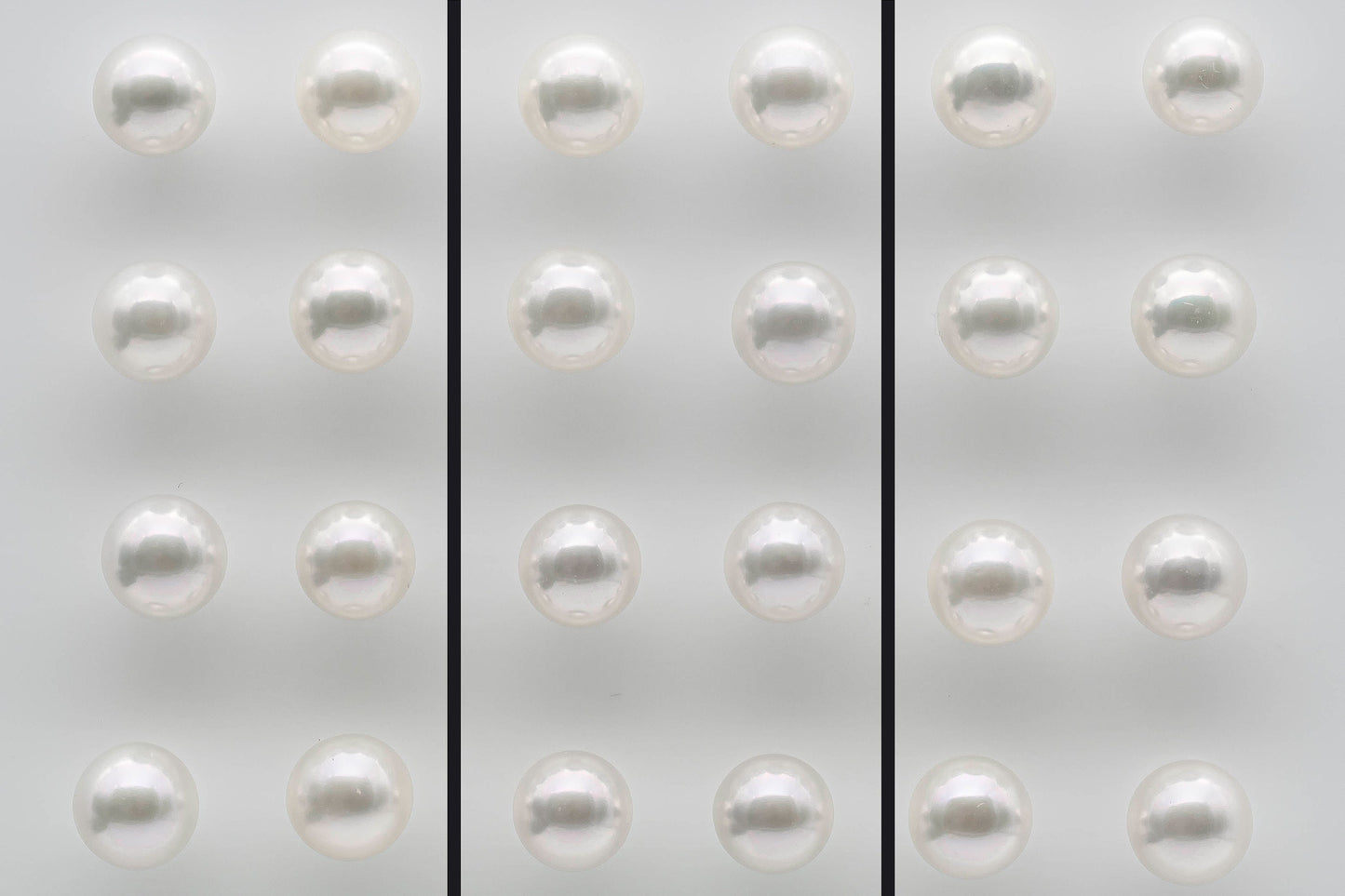 Half Drilled Freshwater Pearl, Round Loose Pair in 5-5.5mm, 6-6.5mm, or 7-7.5mm with High Luster for Making Earrings, SKU # 1351HD