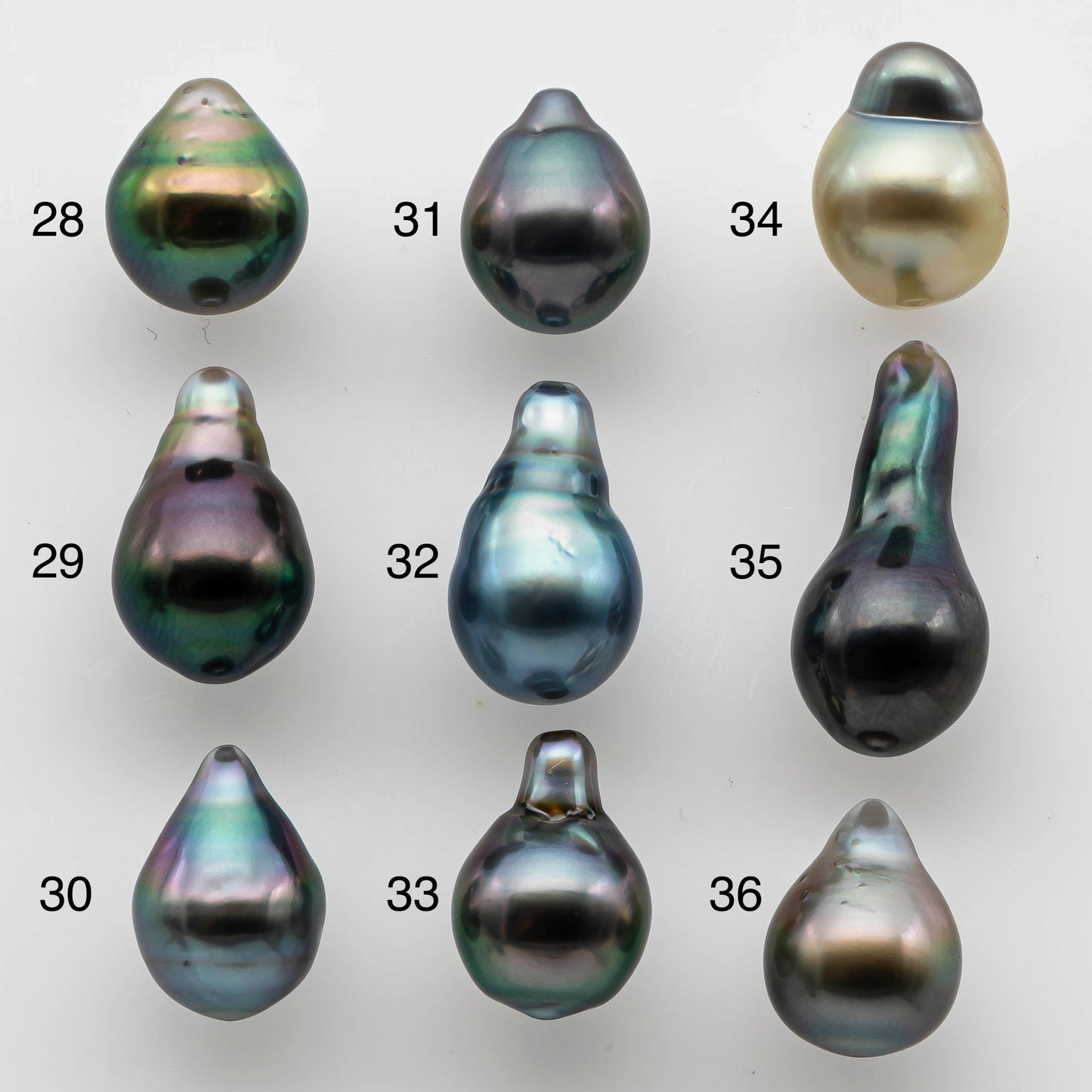 9-10mm Colorful Tahitian Baroque Teardrop Pearl Undrilled Loose Single Piece Natural Color and High Luster with Minor Blemish, SKU # 1478TH