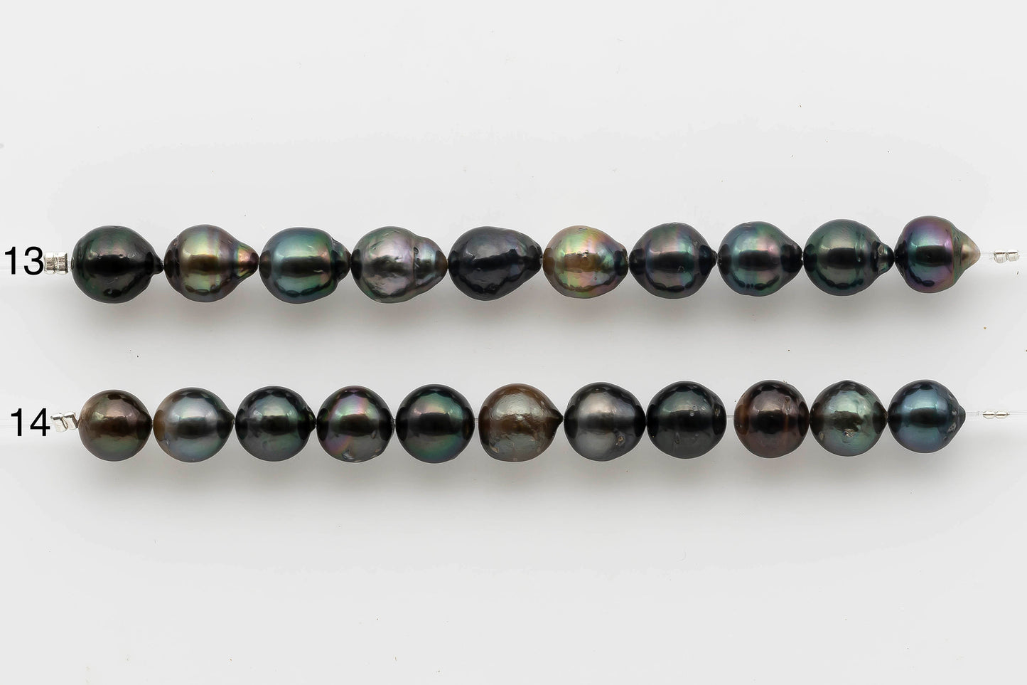 8-9mm Near Round or Drop Tahitian Pearl with High Luster and Multi Natural Color in Short Strand for Jewelry Making, SKU # 1520TH