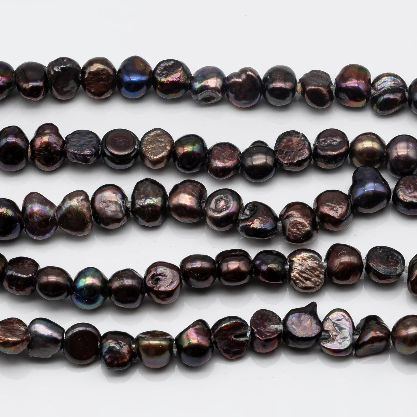 9-11mm Black Large Hole Pearl in Nugget Shape with 2.5mm Hole in 8 Inch Stand for Beading, SKU # 1581FW