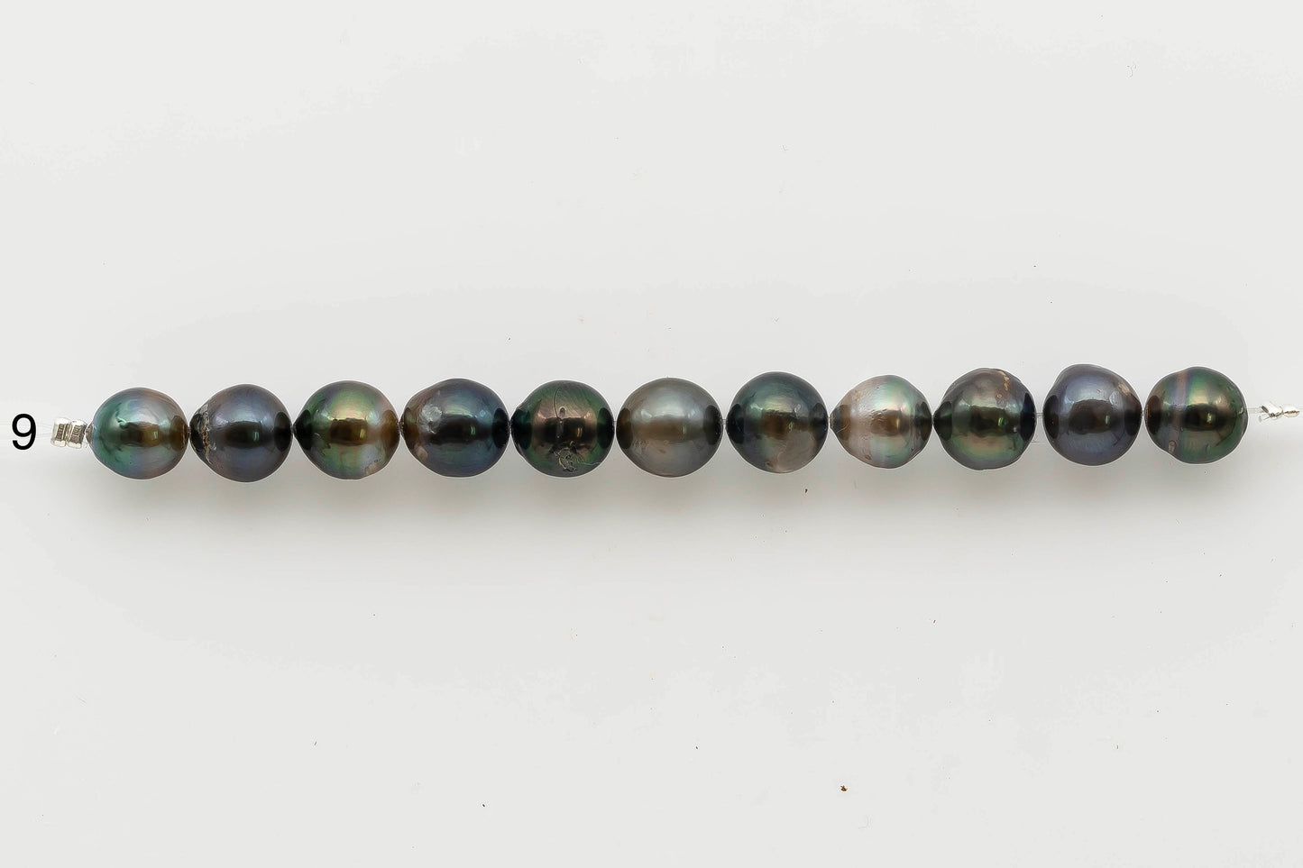 8-9mm Natural Mixed Color Tahitian Pearl Near Round or Teardrop with Natural Color in Short Strand for Beading, SKU # 1523TH