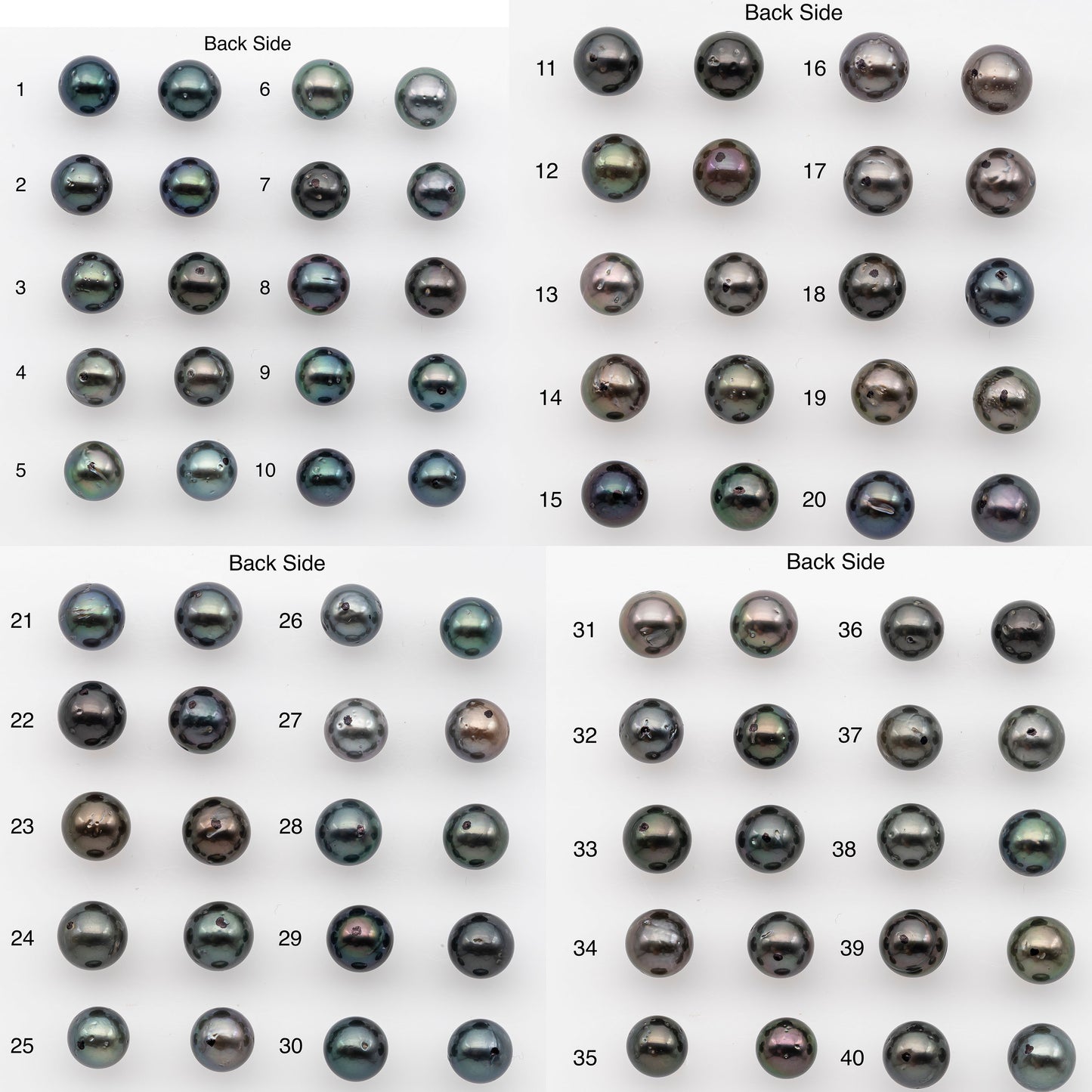 8-9mm Tahitian Pearl Pairs, Matched Round Loose Pearls for Making Studs, High Luster for Jewelry Making Supplies, SKU # 2836TH