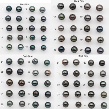 8-9mm Tahitian Pearl Pairs, Matched Round Loose Pearls for Making Studs, High Luster for Jewelry Making Supplies, SKU # 2836TH