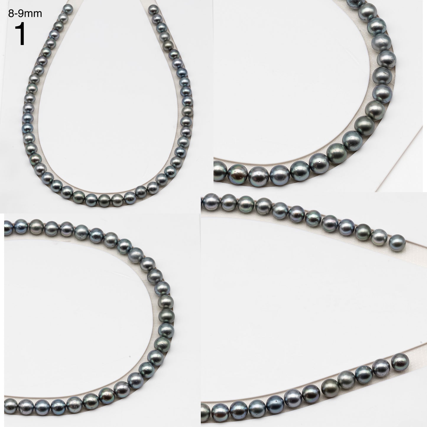 8, 9, 10 or 11mm Tahitian Pearl in Full Strand, Natur8, 9, 10 or 11mm Tahitian Pearl in Full Strand (No Hole), Natural Colors with High Luster, for Jewelry Making, SKU # 3103TH
