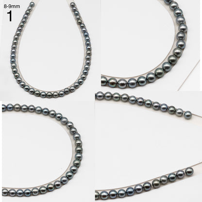 8, 9, 10 or 11mm Tahitian Pearl in Full Strand, Natur8, 9, 10 or 11mm Tahitian Pearl in Full Strand (No Hole), Natural Colors with High Luster, for Jewelry Making, SKU # 3103TH
