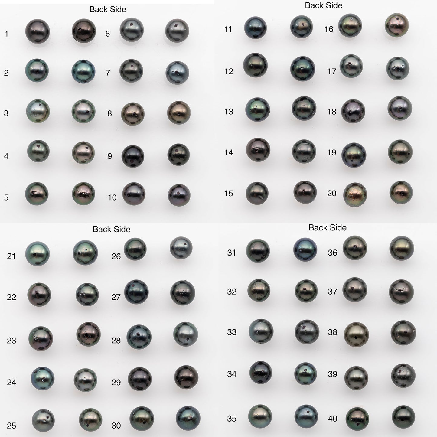 9-10mm Tahitian Pearl Pairs, Matched Round Loose Pearls for Making Studs, High Luster for Jewelry Making Supplies, SKU # 2845TH