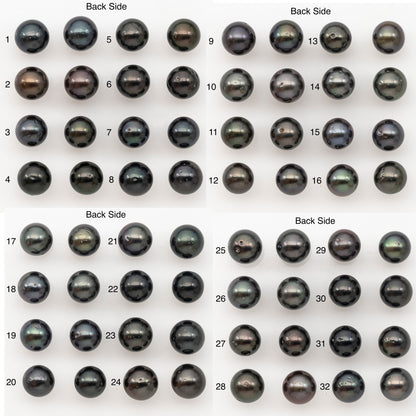 9-10mm Round Tahitian Pearl Pairs with Minor Blemishes, Matched Loose Pearls for Making Studs, for Jewelry Making Supplies, SKU # 3273TH