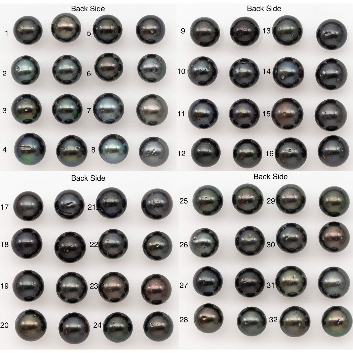 10-11mm Round Tahitian Pearl Pairs with Minor Blemishes, Matched Loose Pearls for Making Studs, for Jewelry Making Supplies, SKU # 3275TH
