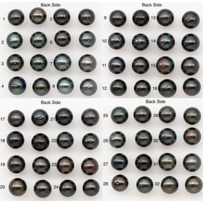 10-11mm Round Tahitian Pearl Pairs with Minor Blemishes, Matched Loose Pearls for Making Studs, for Jewelry Making Supplies, SKU # 3275TH