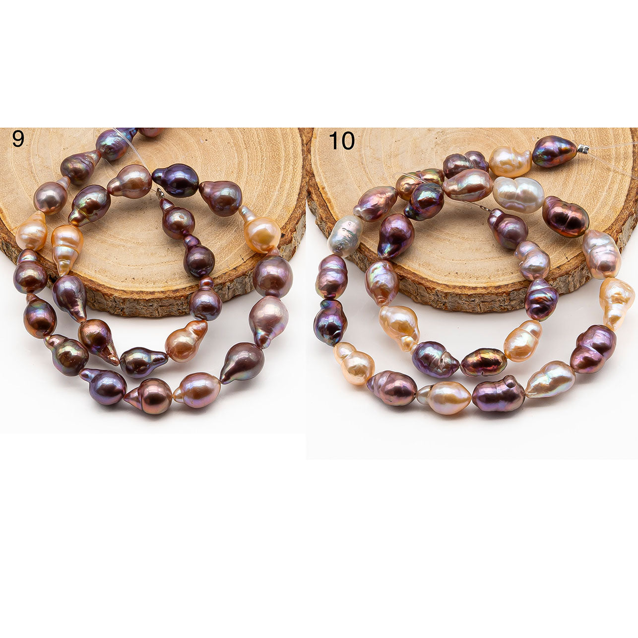 9-11mm Edison Pearl in Full Strand, Freshwater Pearl in Natural Colors with High Luster, Pre-Strung for Jewelry Making, SKU # 2856ED