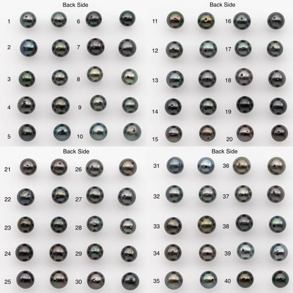 8-9mm Tahitian Pearl Pairs, Matched Round Loose Pearls for Making Studs, High Luster for Jewelry Making Supplies, SKU # 2847TH