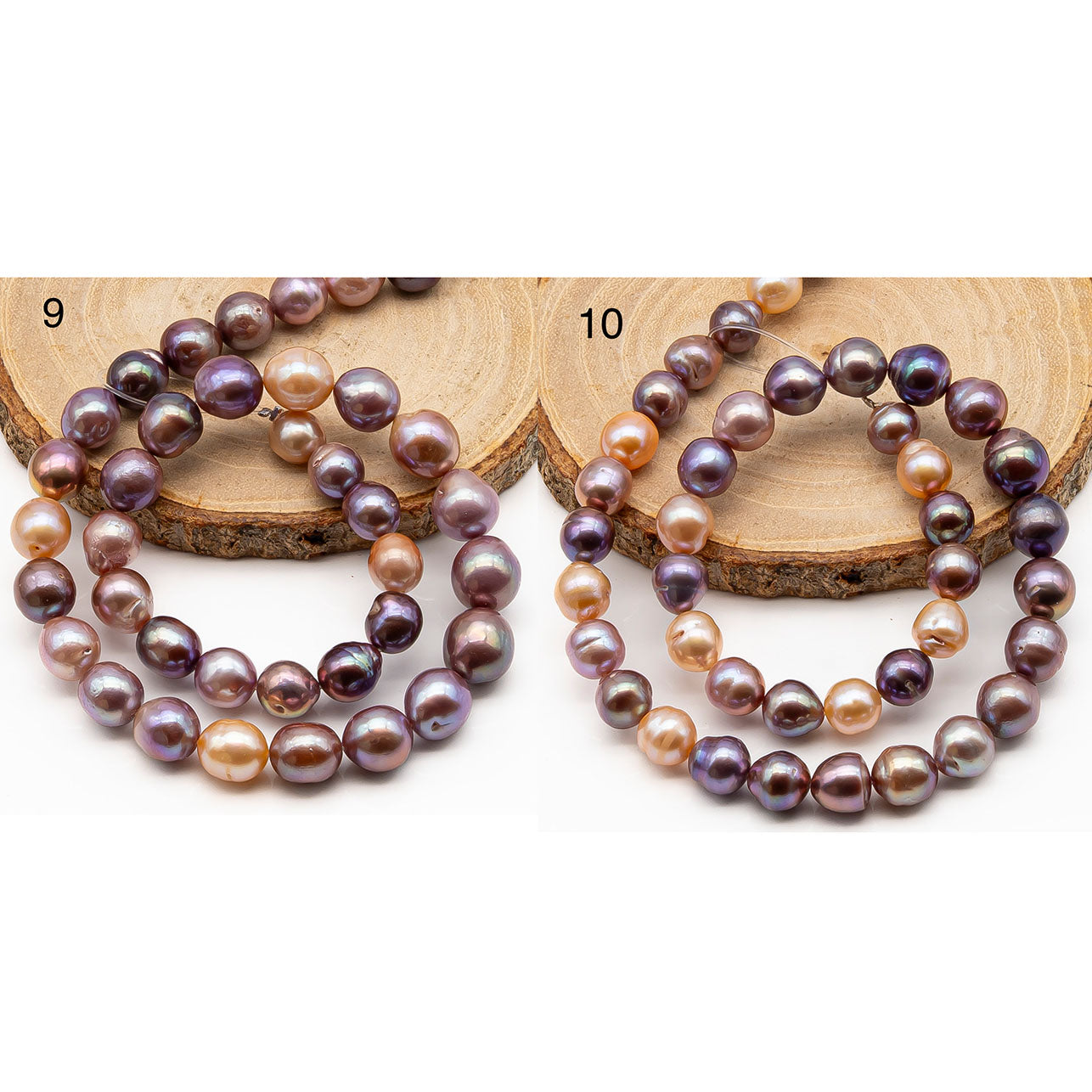 9-11mm Edison Pearl in Full Strand, Freshwater Pearl in Natural Colors with High Luster, Pre-Strung for Jewelry Making, SKU # 2857ED