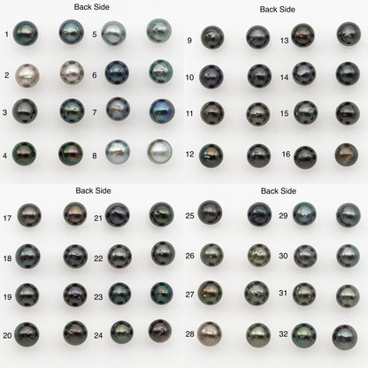 8-9mm Near Round Tahitian Pearl Pairs, Matched Loose Undrilled for Making Earring, Natural Color and High Luster, SKU # 3144TH