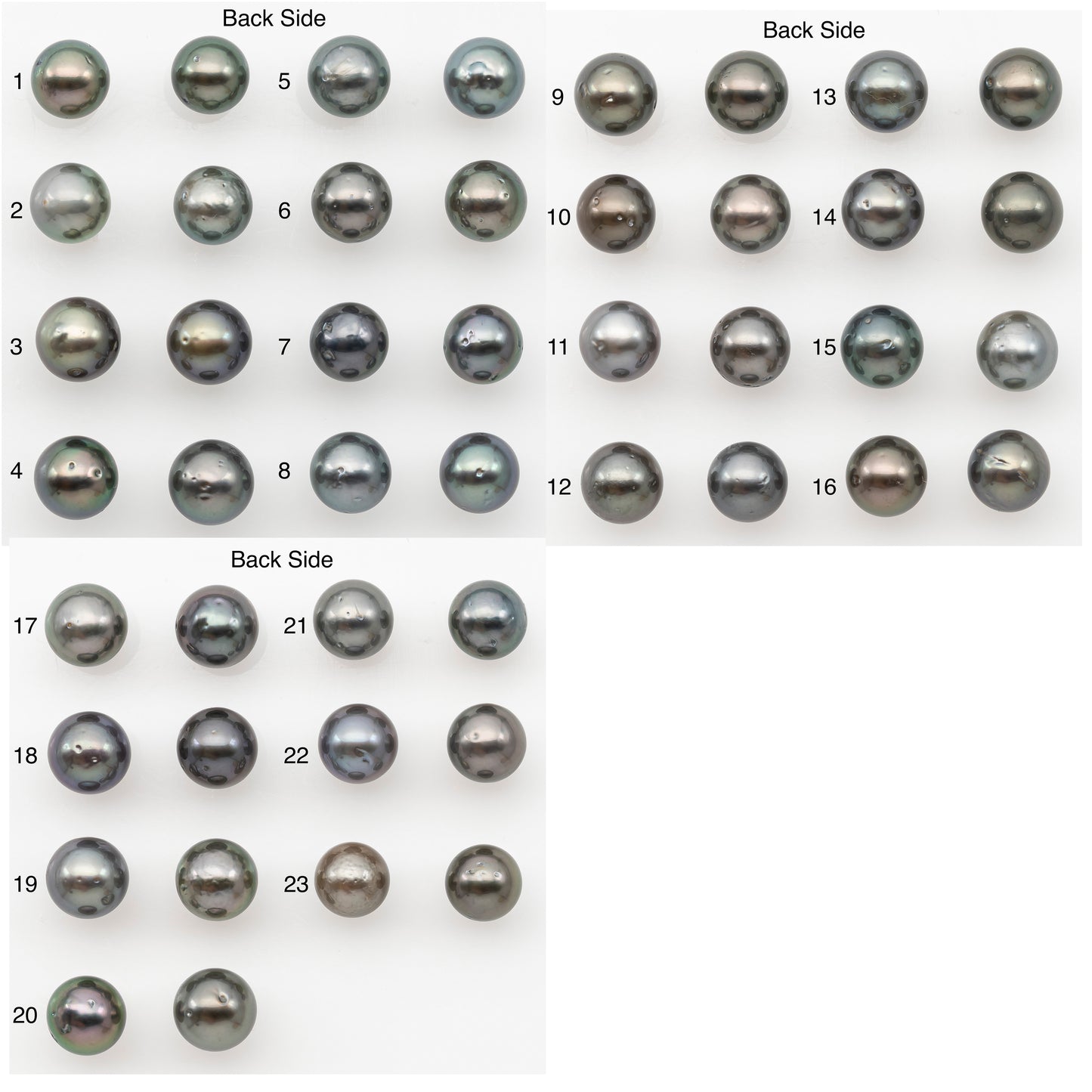 8-9mm Round Tahitian Pearl Pairs with Minor Blemishes, Matched Loose Pearls for Making Studs, for Jewelry Making Supplies, SKU # 3285TH