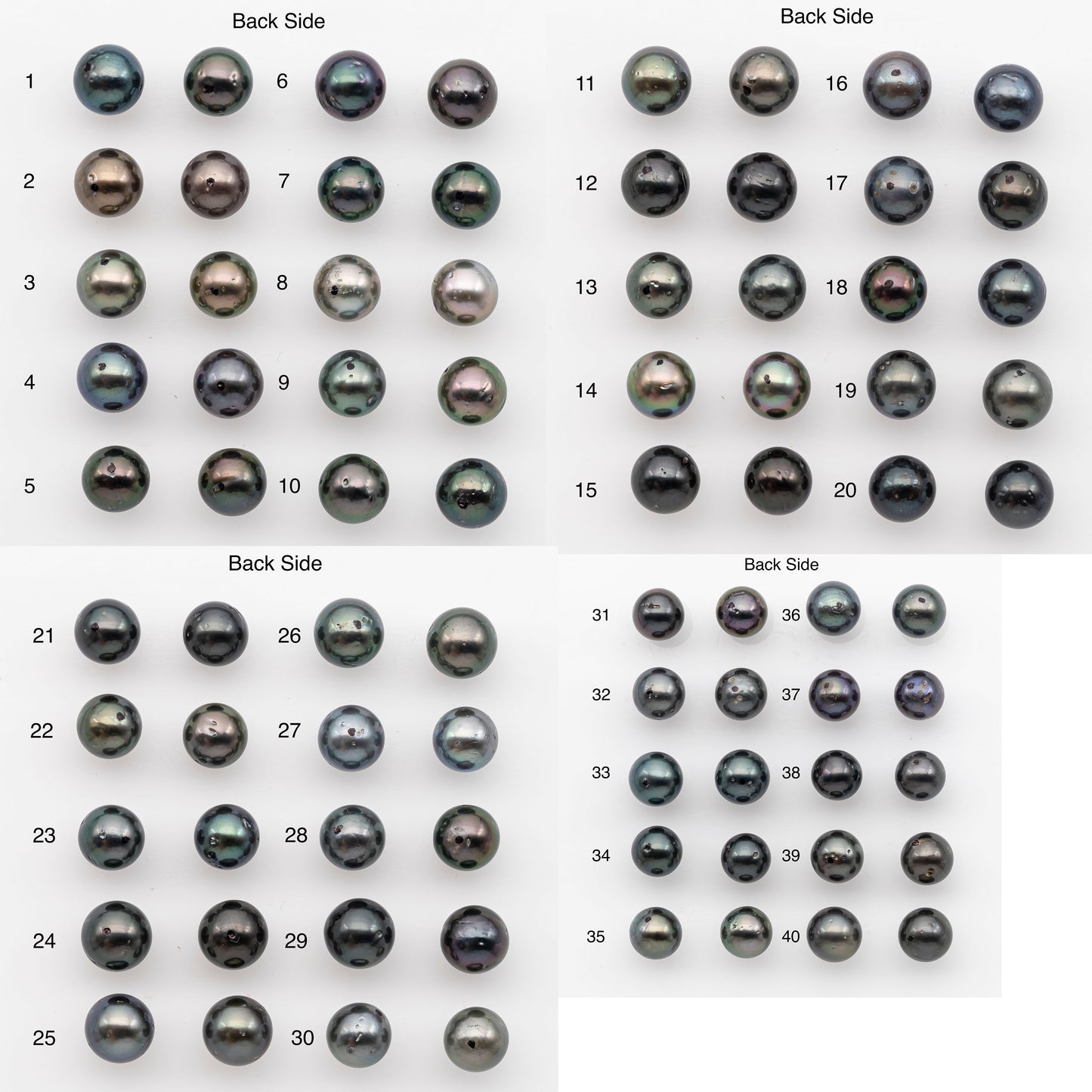 9-10mm Tahitian Pearl Pairs, Matched Round Loose Pearls for Making Studs, High Luster for Jewelry Making Supplies, SKU # 2838TH