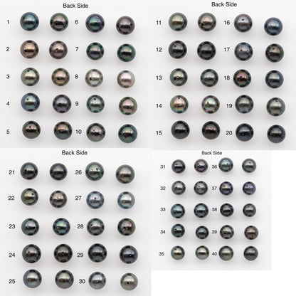 9-10mm Tahitian Pearl Pairs, Matched Round Loose Pearls for Making Studs, High Luster for Jewelry Making Supplies, SKU # 2838TH