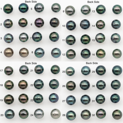 8-9mm Round Tahitian Pearl Pairs with High Luster and Natural Color with Minor Blemishes, for Jewelry Making Supplies, SKU # 3373TH