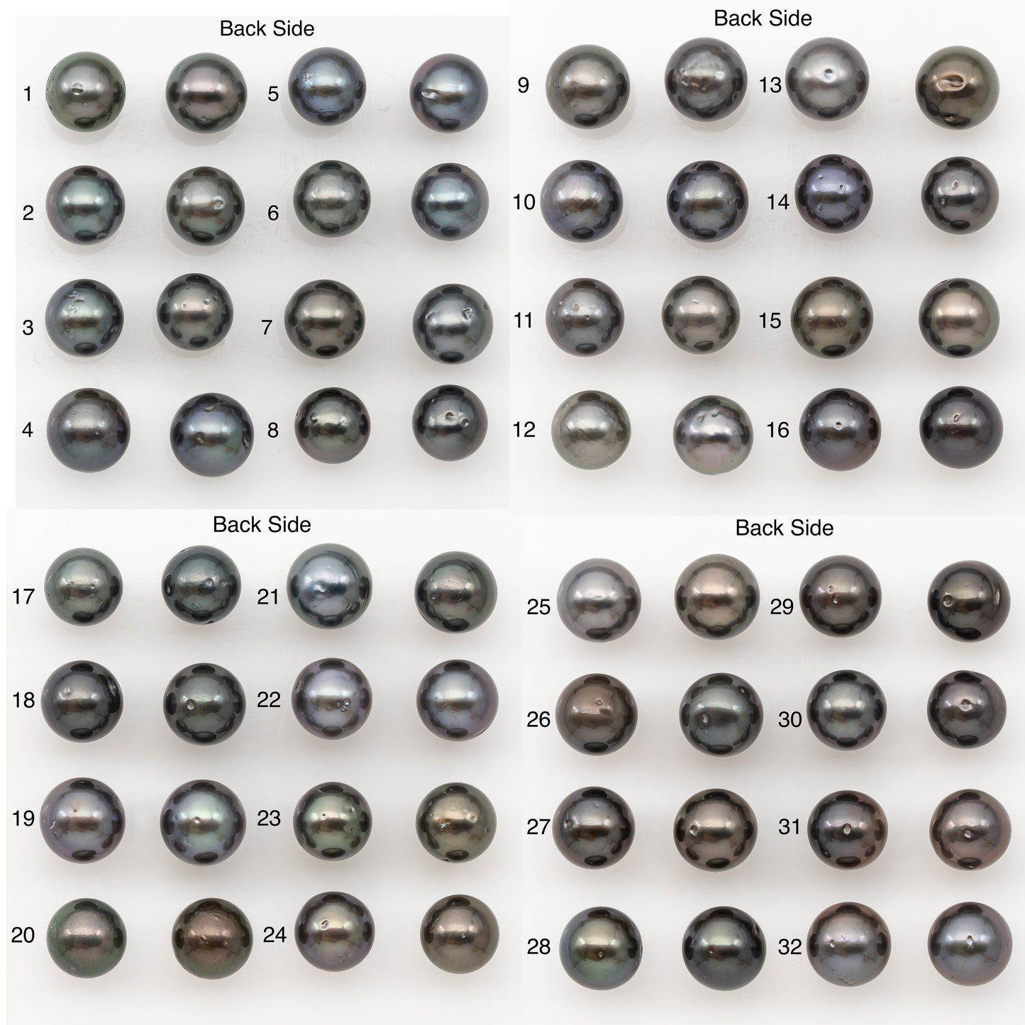 9-10mm Round Tahitian Pearl Pairs with Minor Blemishes, Matched Loose Pearls for Making Studs, for Jewelry Making Supplies, SKU # 3272TH