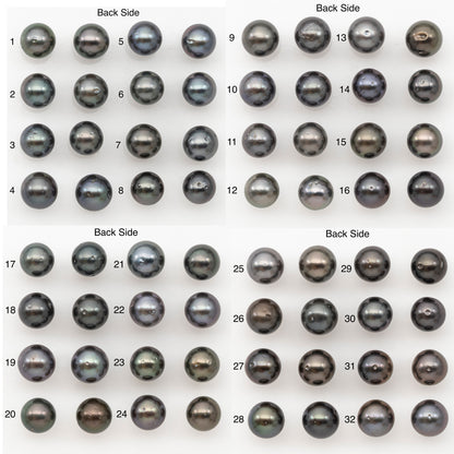 9-10mm Round Tahitian Pearl Pairs with Minor Blemishes, Matched Loose Pearls for Making Studs, for Jewelry Making Supplies, SKU # 3272TH