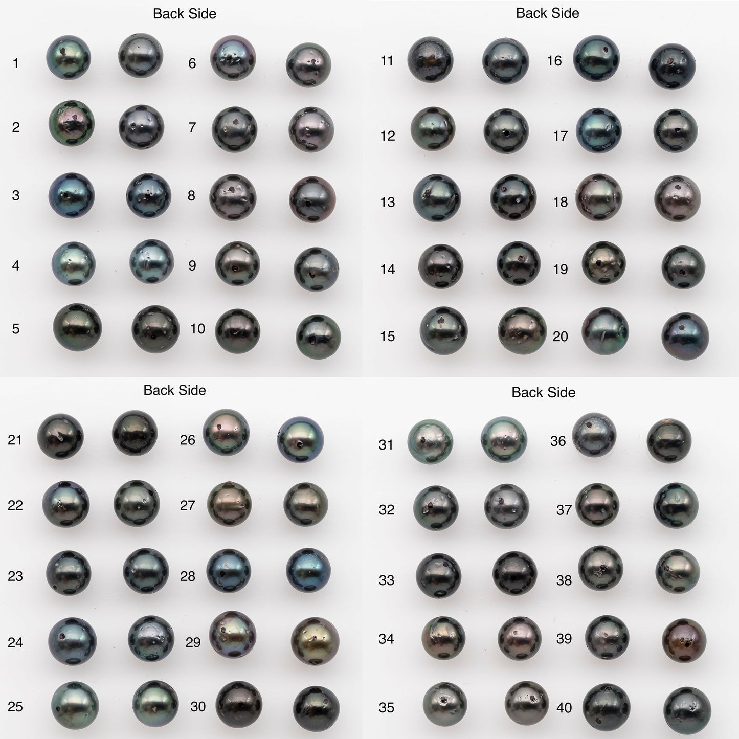 9-10mm Tahitian Pearl Pairs, Matched Round Loose Pearls for Making Studs, High Luster for Jewelry Making Supplies, SKU # 2839TH