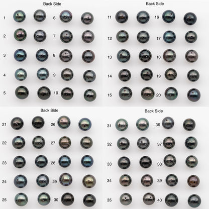 9-10mm Tahitian Pearl Pairs, Matched Round Loose Pearls for Making Studs, High Luster for Jewelry Making Supplies, SKU # 2839TH