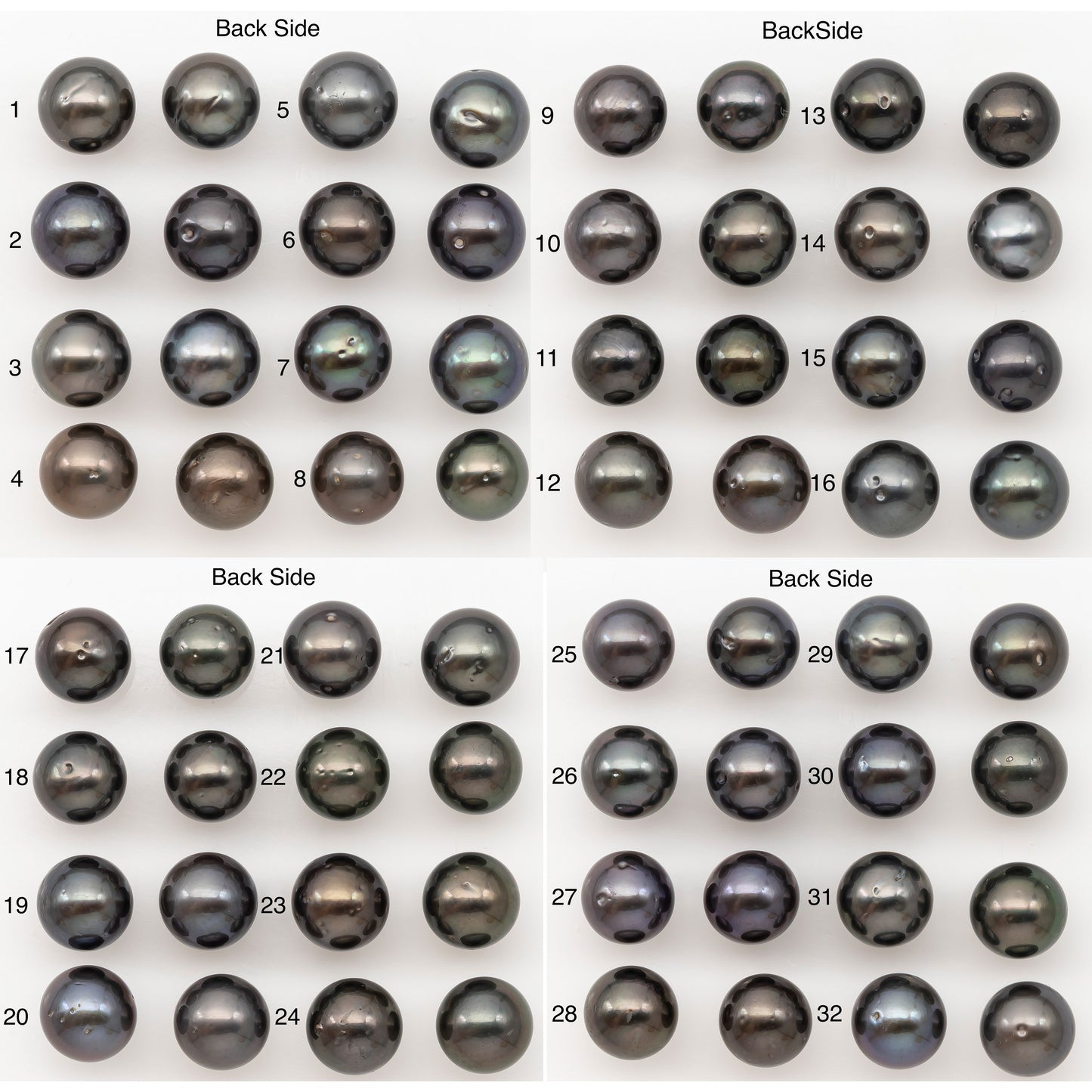 10-11mm Round Tahitian Pearl Pairs with Minor Blemishes, Matched Loose Pearls for Making Studs, for Jewelry Making Supplies, SKU # 3276TH