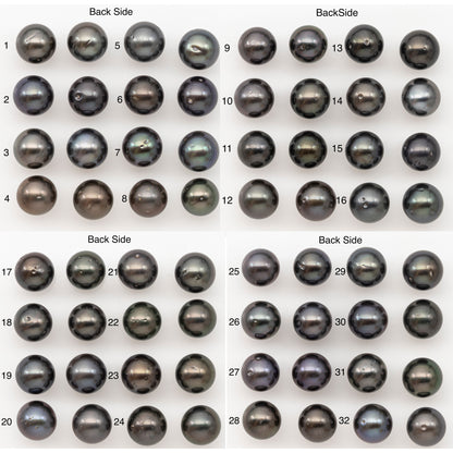10-11mm Round Tahitian Pearl Pairs with Minor Blemishes, Matched Loose Pearls for Making Studs, for Jewelry Making Supplies, SKU # 3276TH
