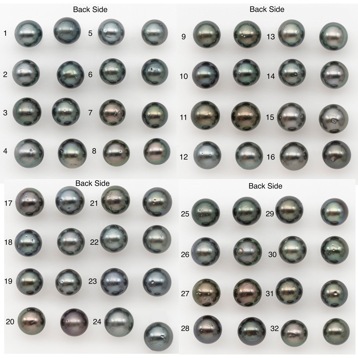 9-10mm Round Tahitian Pearl Pairs with Minor Blemishes, Matched Loose Pearls for Making Studs, for Jewelry Making Supplies, SKU # 32734TH