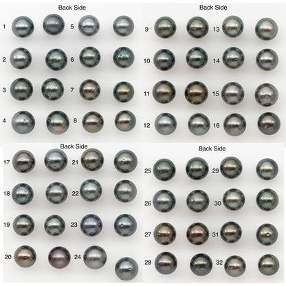 9-10mm Round Tahitian Pearl Pairs with Minor Blemishes, Matched Loose Pearls for Making Studs, for Jewelry Making Supplies, SKU # 32734TH