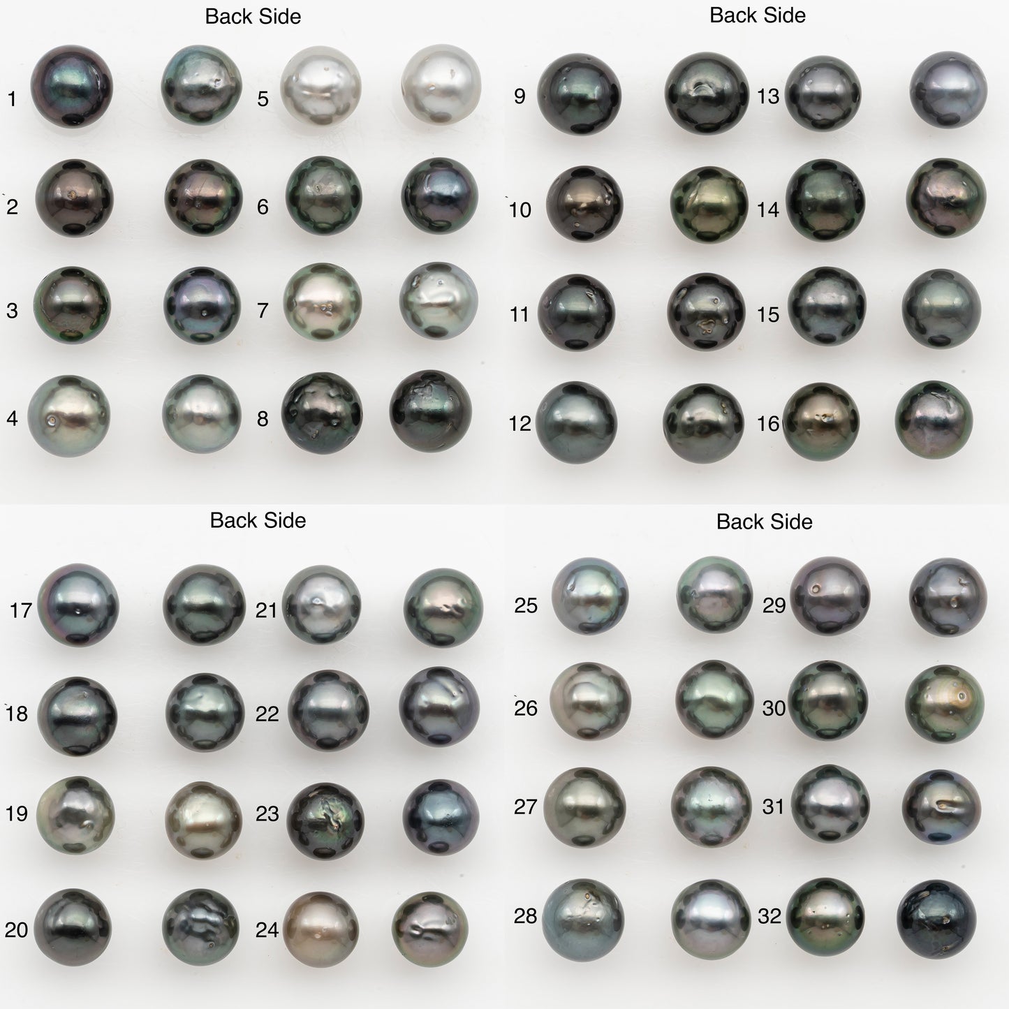 10-11mm Near Round Tahitian Pearl Pairs, Matched Loose Undrilled for Making Earring, Natural Color and High Luster, SKU # 3146TH
