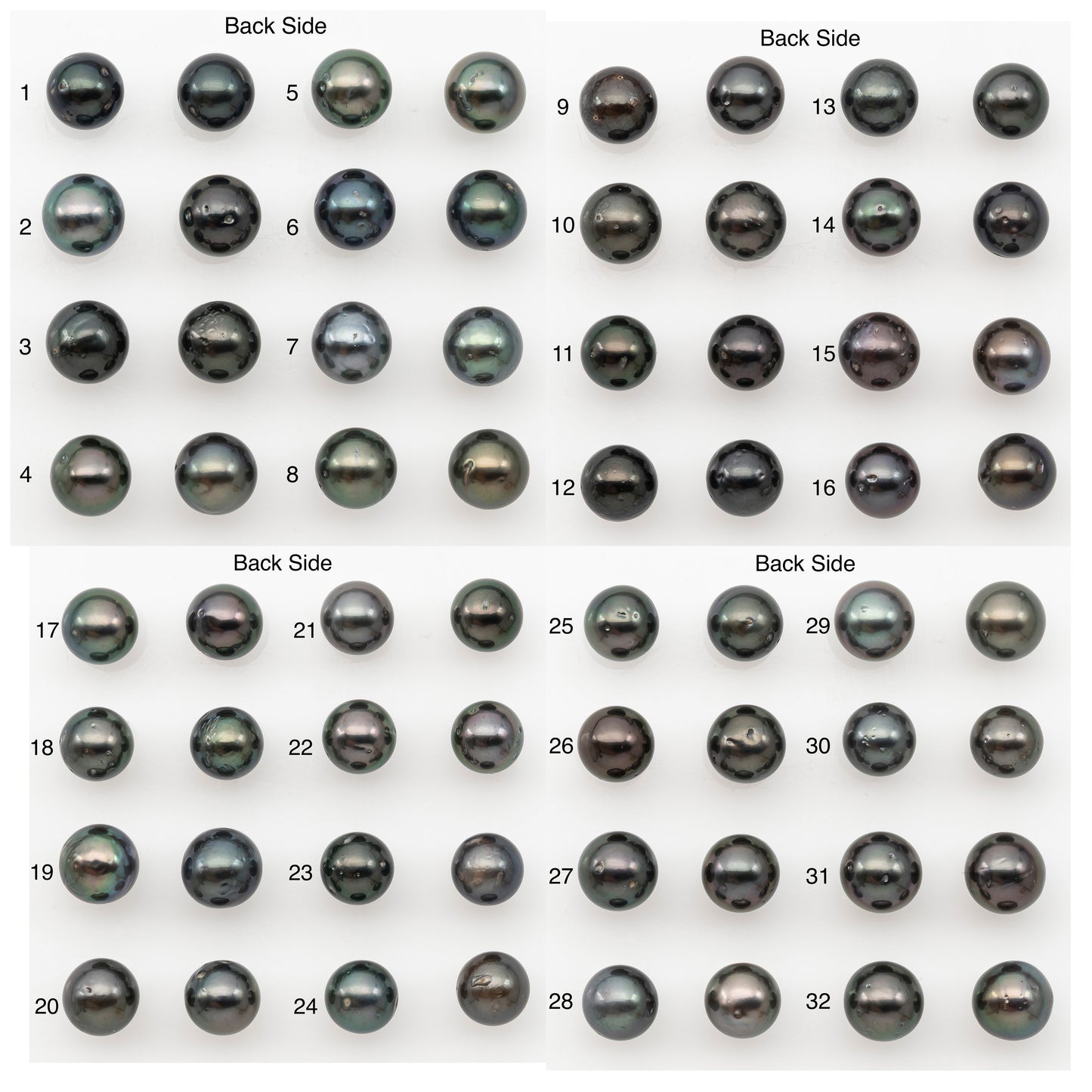 8-9mm Round Tahitian Pearl Pairs with Minor Blemishes, Matched Loose Pearls for Making Studs, for Jewelry Making Supplies, SKU # 3271TH