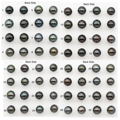 8-9mm Round Tahitian Pearl Pairs with Minor Blemishes, Matched Loose Pearls for Making Studs, for Jewelry Making Supplies, SKU # 3271TH
