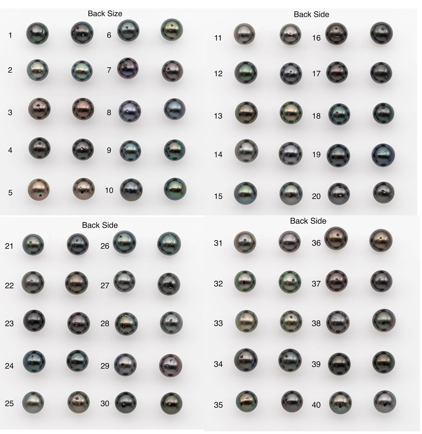 9-10mm Tahitian Pearl Pairs, Matched Round Loose Pearls for Making Studs, High Luster for Jewelry Making Supplies, SKU # 2844TH