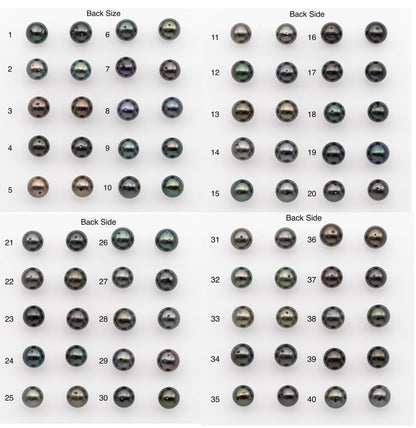 9-10mm Tahitian Pearl Pairs, Matched Round Loose Pearls for Making Studs, High Luster for Jewelry Making Supplies, SKU # 2844TH