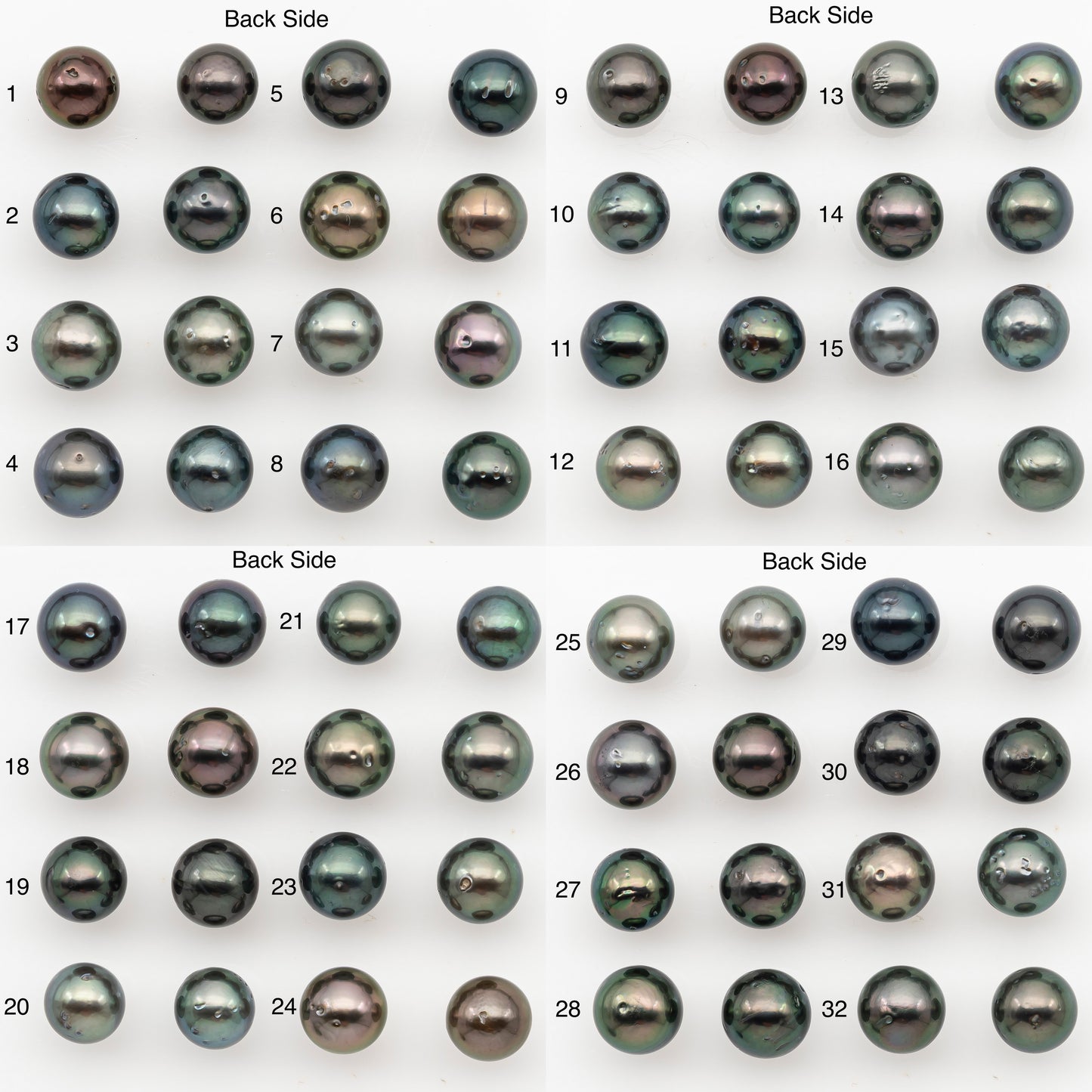 8-9mm Round Tahitian Pearl Pairs with High Luster and Natural Color with Minor Blemishes, for Jewelry Making Supplies, SKU # 3372TH